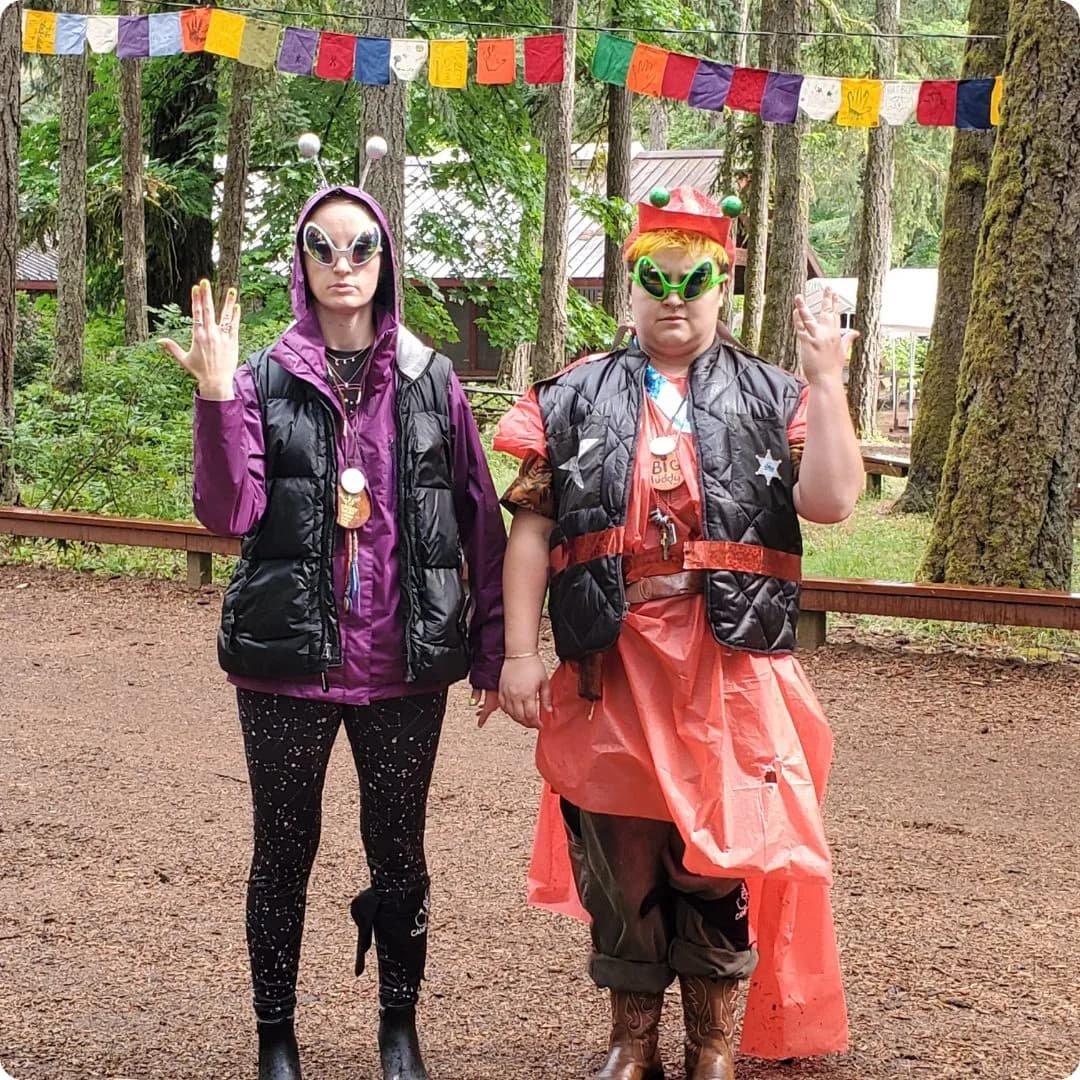 Carrot Top with her sibling at Camp
