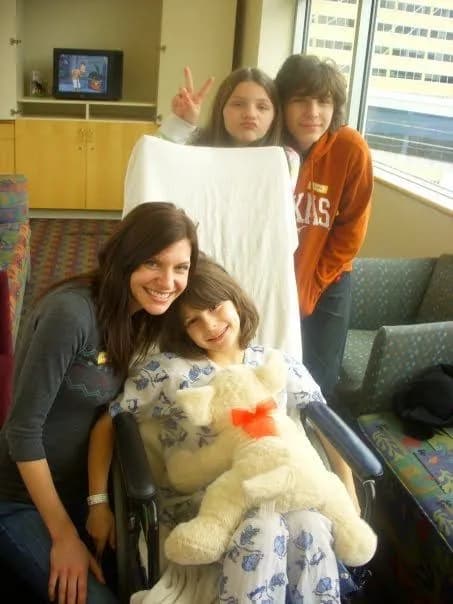 Joanna and her siblings in the hospital
